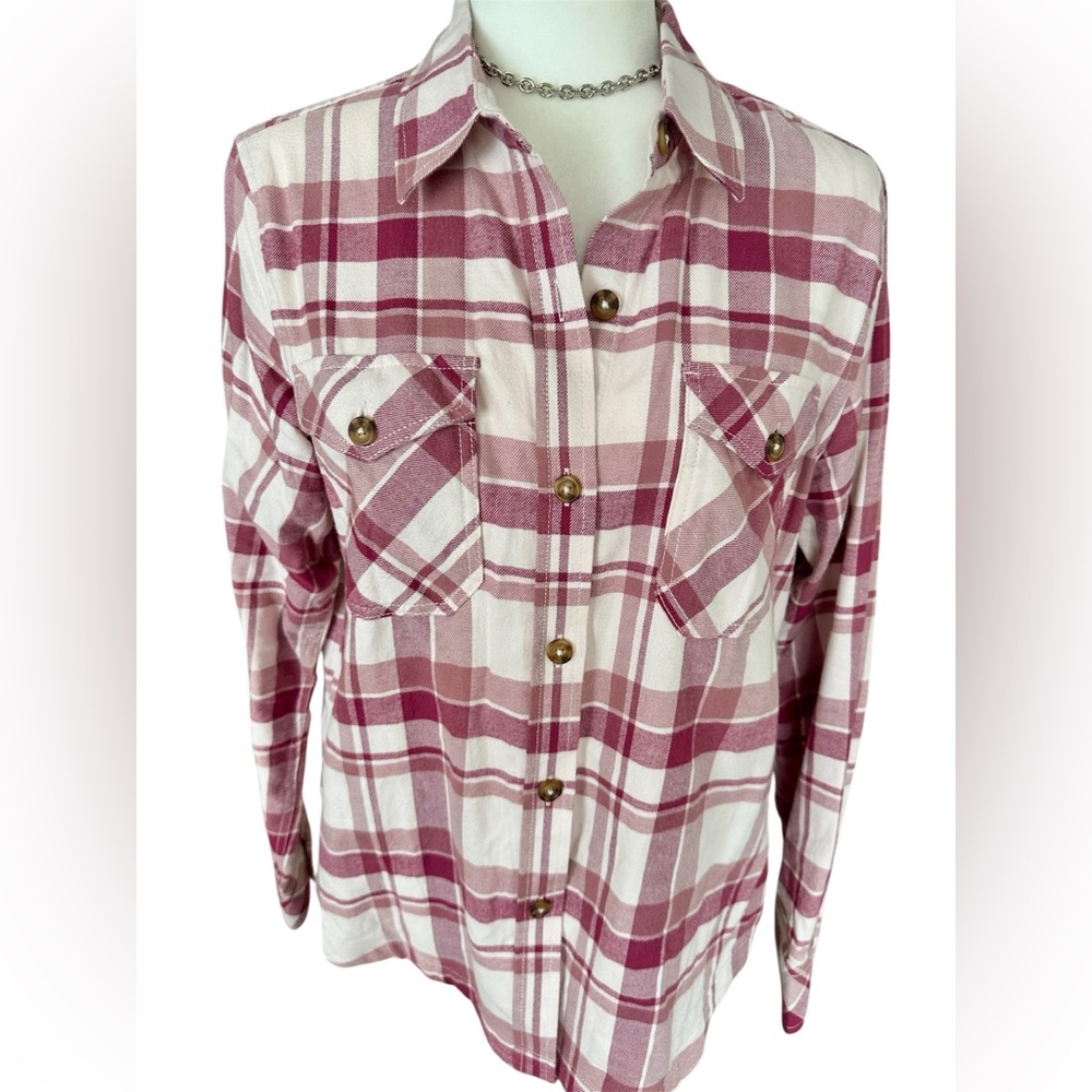 Frank & Oak 100% Organic Cotton | Women’s Button Down Plaid Shirt | Size Medium